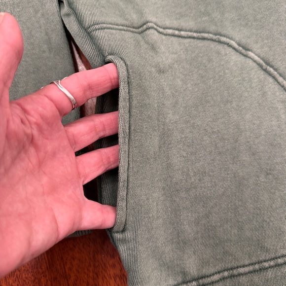 Aerie Beach Weekend Sage Green Half Button-Up oversized Hooded Sweater - Picture 8 of 14